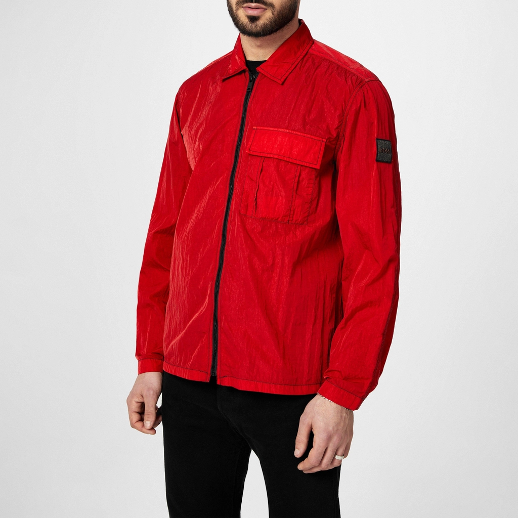 Hugo Boss Oversized Zip Up Overshirt - Red 624